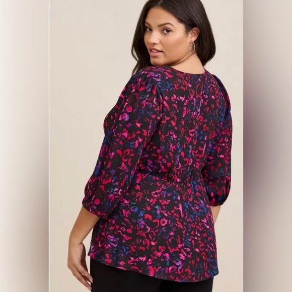 Torrid Georgette Tie-Front Blouse Leopard Black Size 2X - Picture 8 of 10